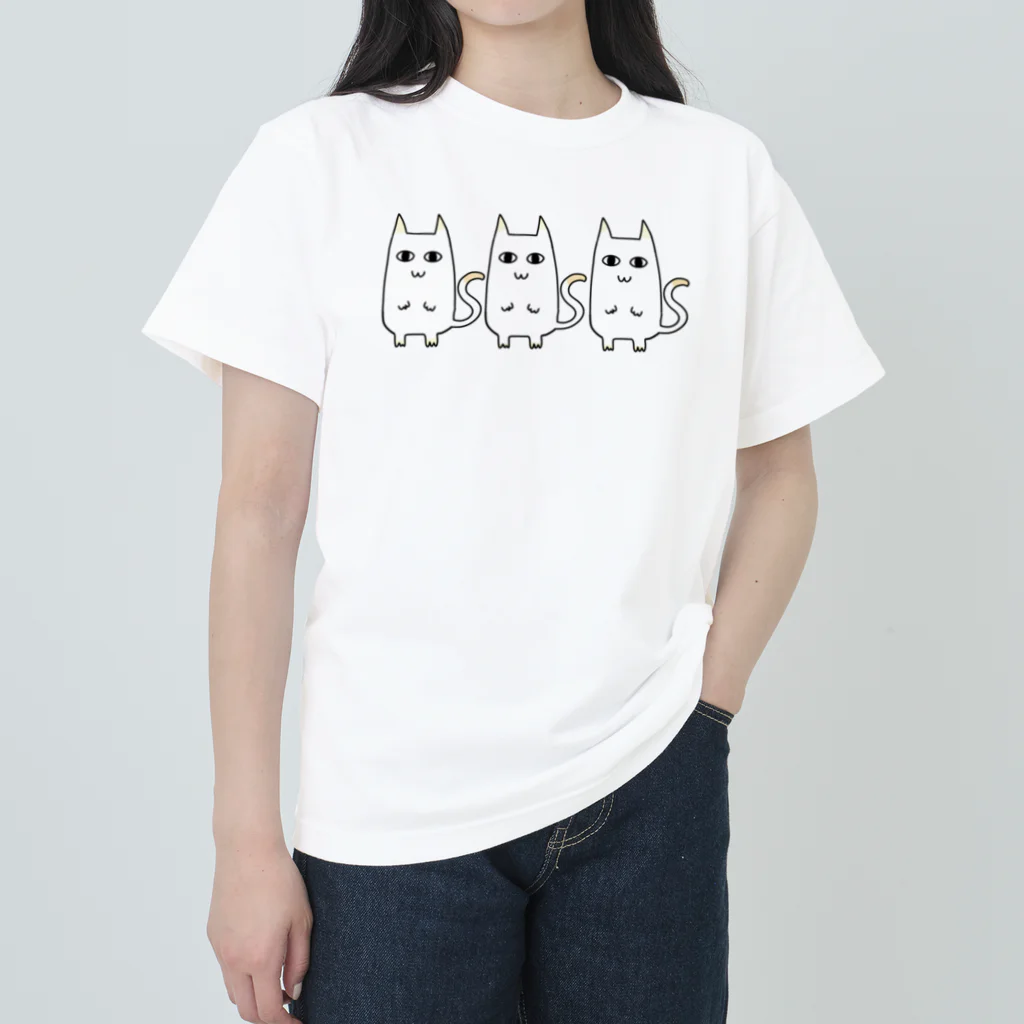 蓮の咲く場所の壁画みたいなネコ   Heavyweight T-Shirt