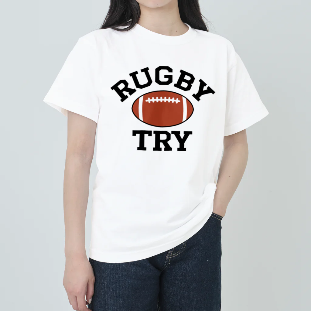 sports_tower スポーツタワーのラグビー・RUGBY・グッズ・デザイン・楕円形ボール・イラスト・スポーツ・Tシャツ・男子・女子・かっこいい・かわいい・選手・ラガーマン・インゴール・ラグビーユニオン・ラグビーリーグ Heavyweight T-Shirt