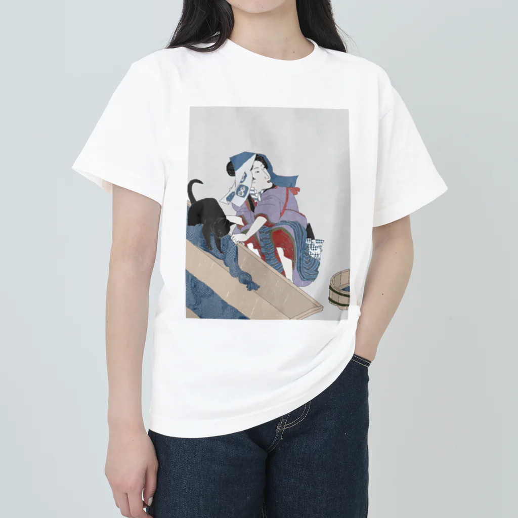 keeeeeep smilingの洗濯を愛してる猫 Heavyweight T-Shirt