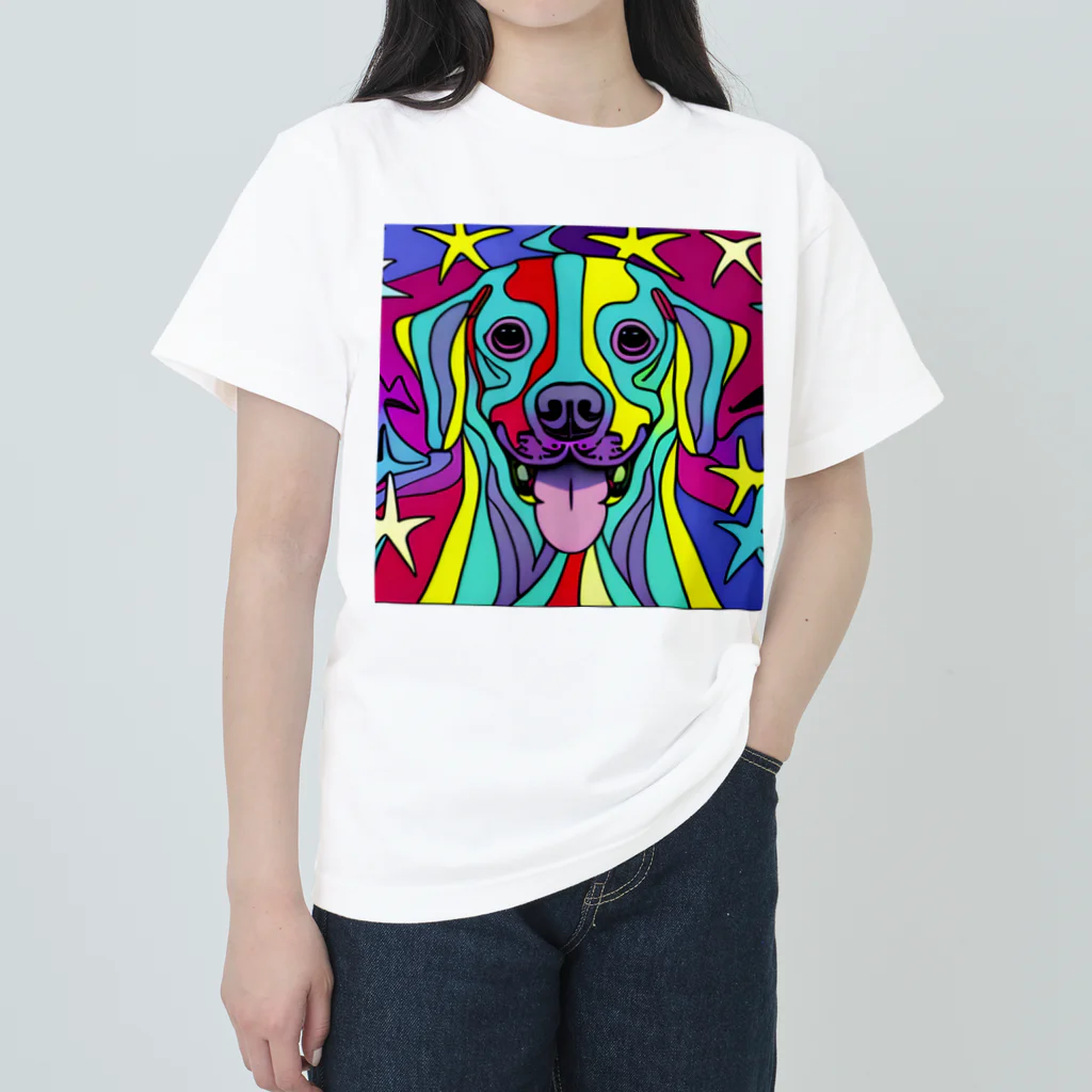 nakagawa-kikakuの奇抜なアート風の可愛い犬のグッズ ヘビーウェイトTシャツ