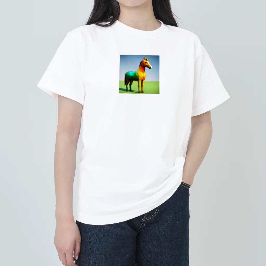 REIZAのカラフルにたたずむ馬 ヘビーウェイトTシャツ