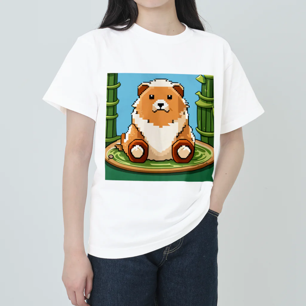 動物マニアのドット絵ショップのドット絵の可愛いクマちゃん🐻🎋 Heavyweight T-Shirt