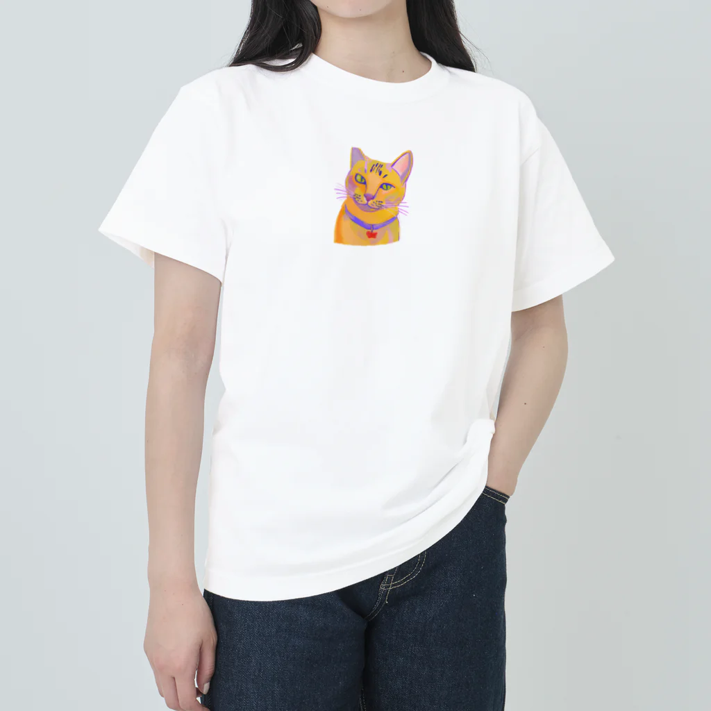 ネコフスキの鮮やかな凛々しい猫さんのイラストグッズ ヘビーウェイトTシャツ