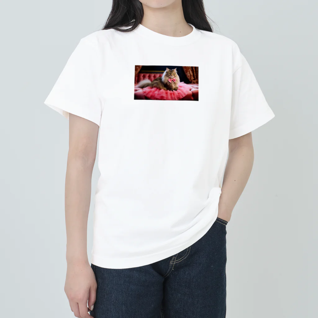 はんなり女史のピンクリボンの猫 Heavyweight T-Shirt