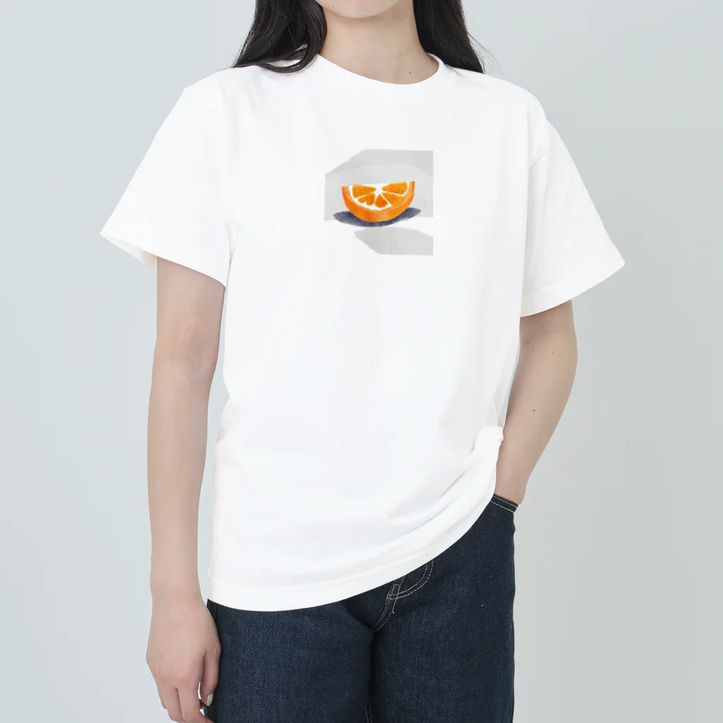 萌え断グッズのオレンジの断面 -隠れハート- ヘビーウェイトTシャツ