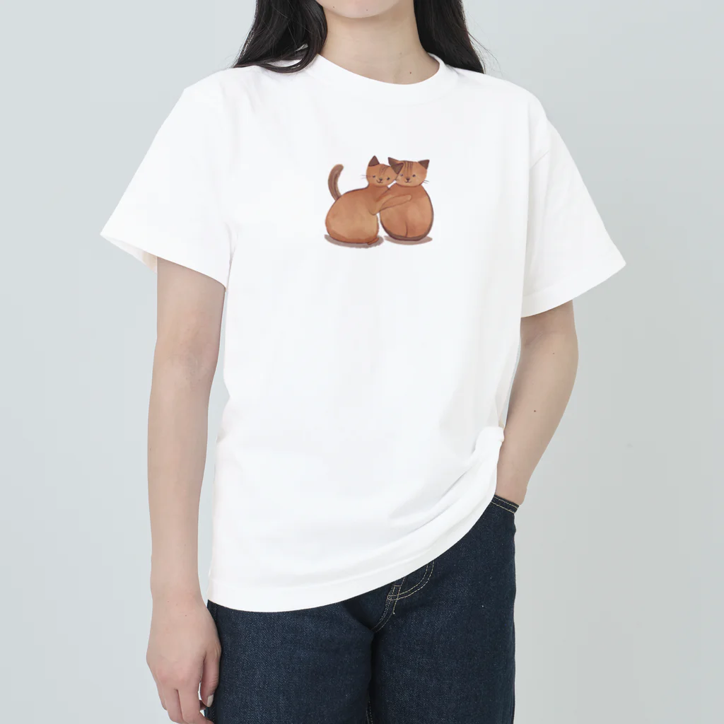 SK8461の仲良い兄弟猫 ヘビーウェイトTシャツ