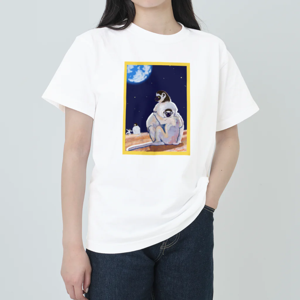 Kasabrankaの惑星を見る猿の親子 ヘビーウェイトTシャツ