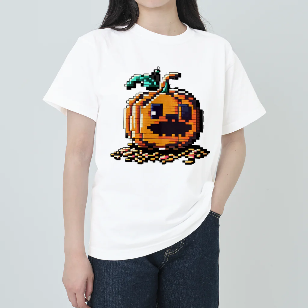 朱音琴音のドット絵のハロウィンかぼちゃのおばけ Heavyweight T-Shirt