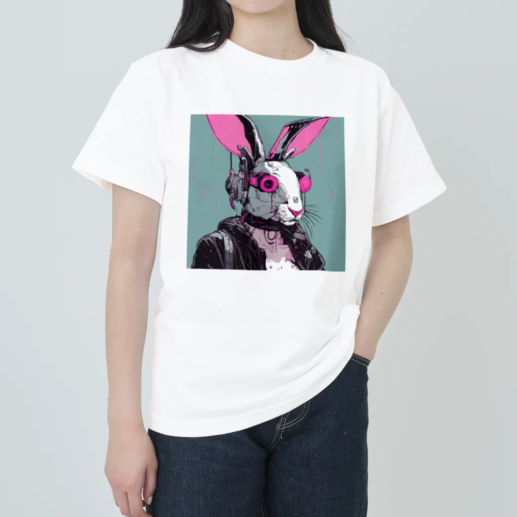 Cyber XXXのサイバーパンク　ウサギ ヘビーウェイトTシャツ
