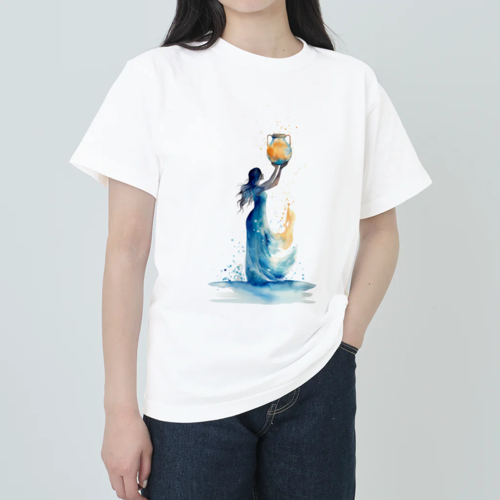 Hayate Kawakami オリジナルの12星座シリーズみずがめ座のアイテム ヘビーウェイトTシャツ