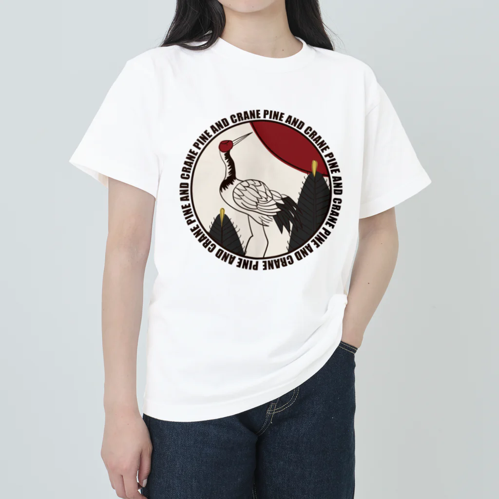 WebArtsのHanafuda January Design "Pine and Crane" 一月の花札「松に鶴」01 Heavyweight T-Shirt