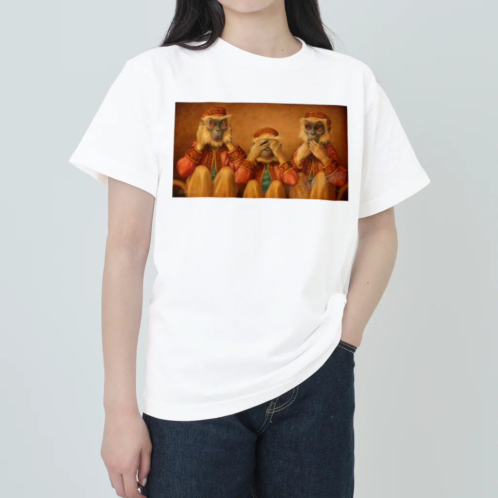 Mottan‘s Art Goods Shopの見ざる・聞かざる・言わざる　See no evil, hear no evil, speak no evil Heavyweight T-Shirt