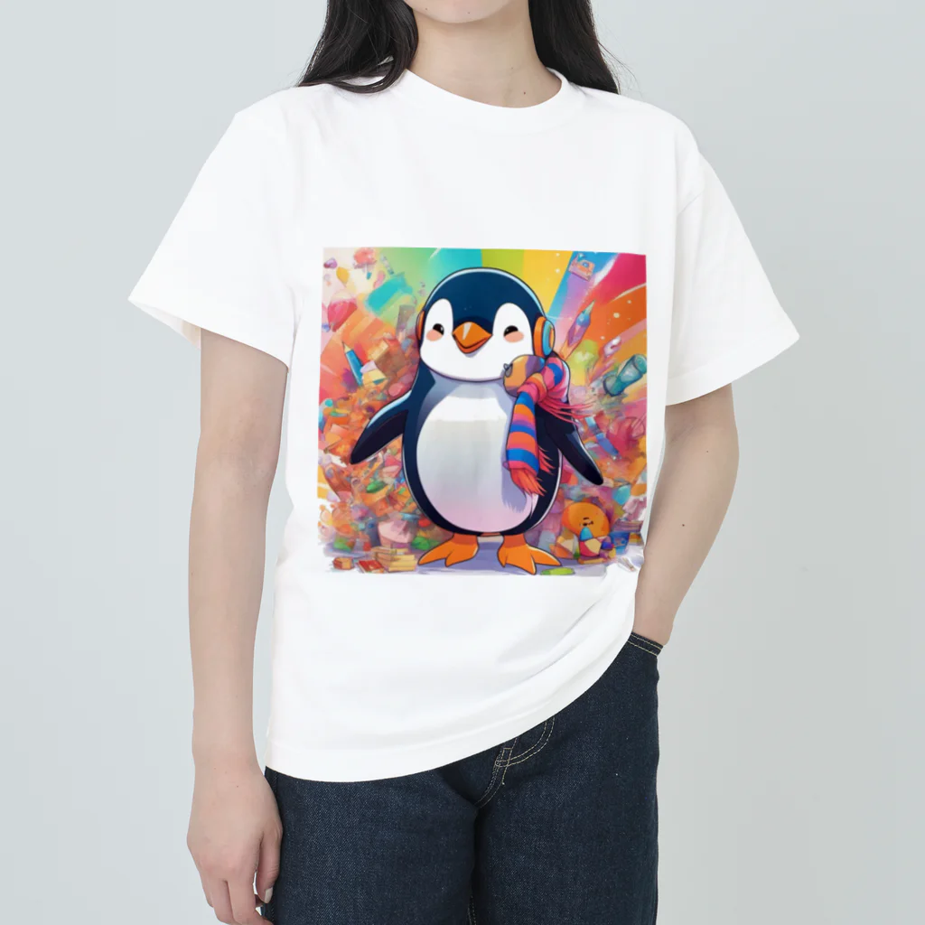 aki7sの笑顔のペンギン ヘビーウェイトTシャツ