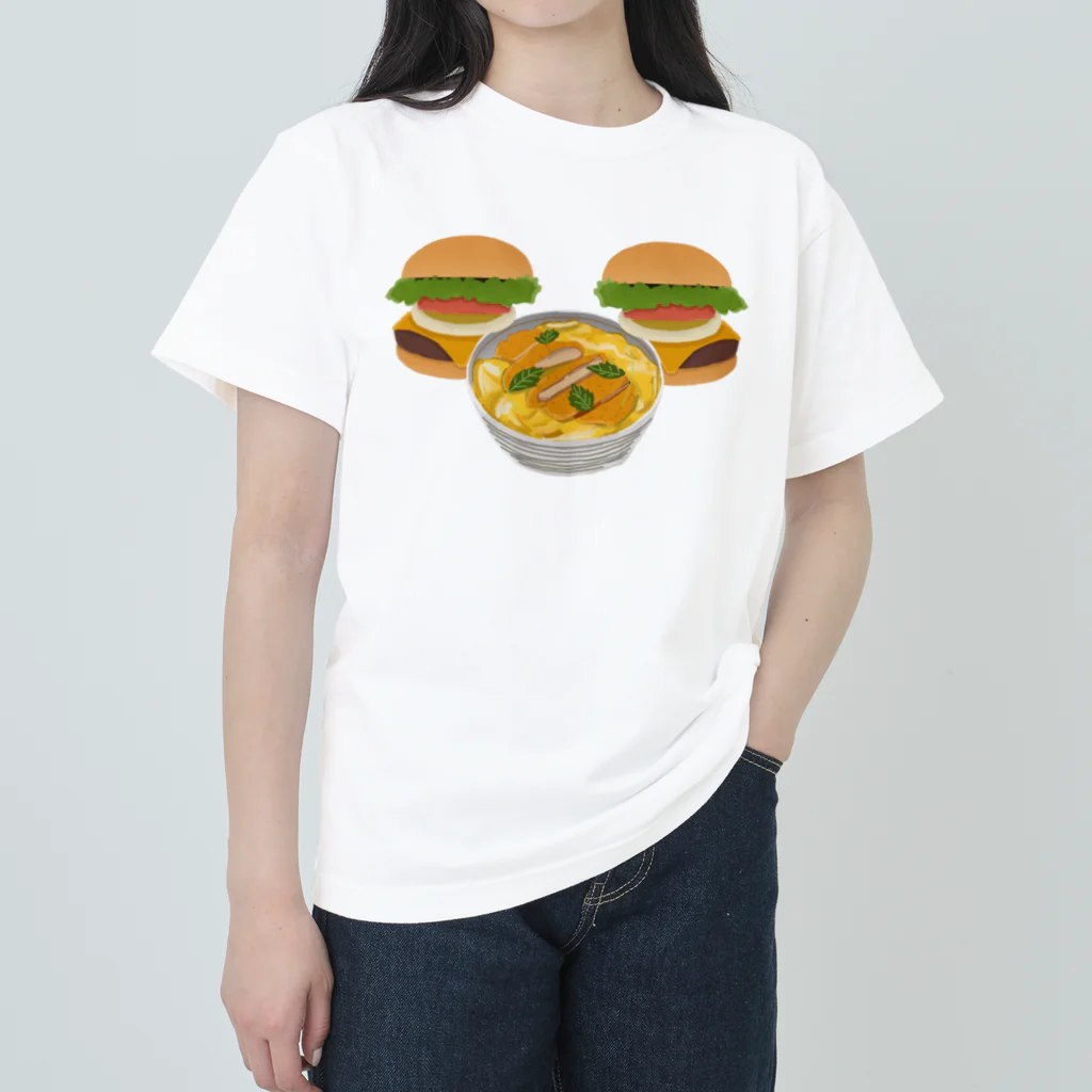 徳原旅行先のお土産屋さんのかつ丼とハンバーガー２個 Heavyweight T-Shirt