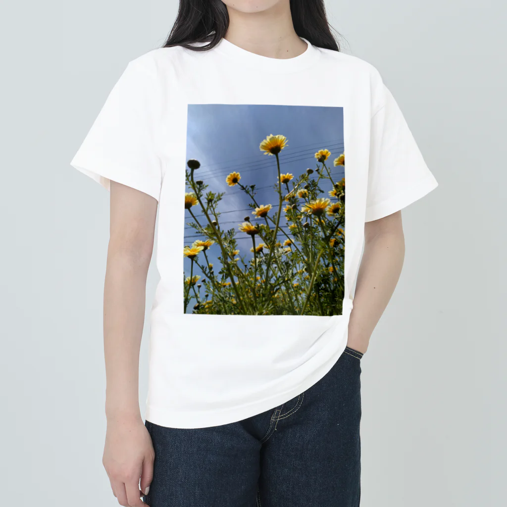 MMの黄色い春菊の花 ヘビーウェイトTシャツ