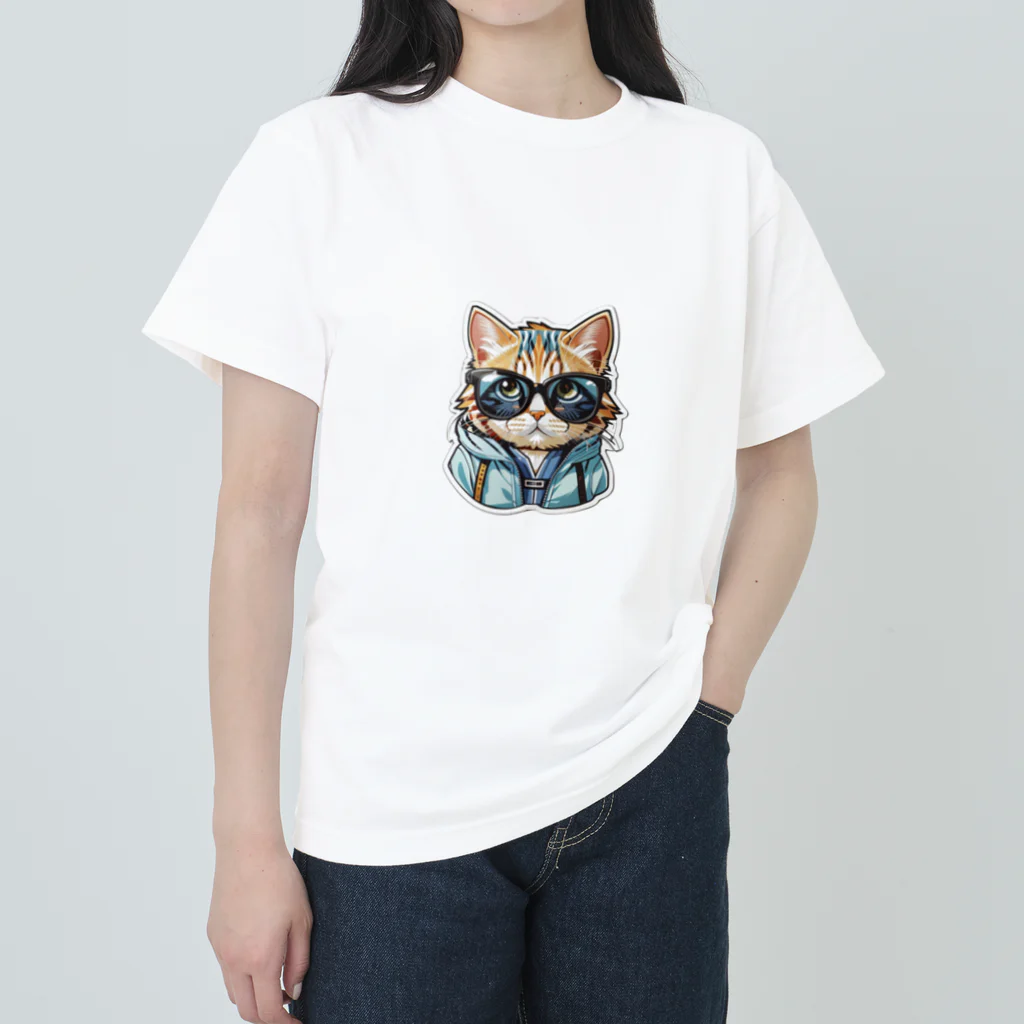 R-KAMIのサングラス猫2 Heavyweight T-Shirt