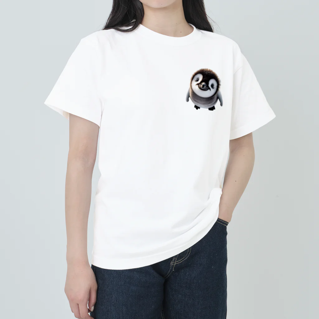 Lock-onの上目使いペンギン ヘビーウェイトTシャツ