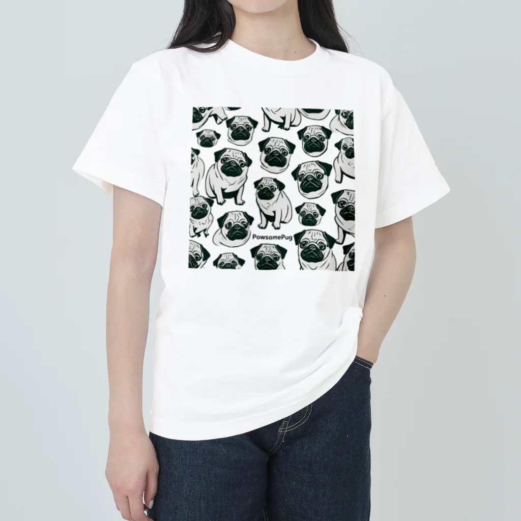 パグと添い寝のテトくんだらけ Heavyweight T-Shirt