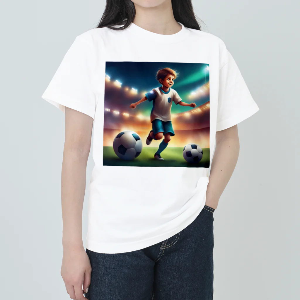 Uchi19のサッカー小僧 ヘビーウェイトTシャツ
