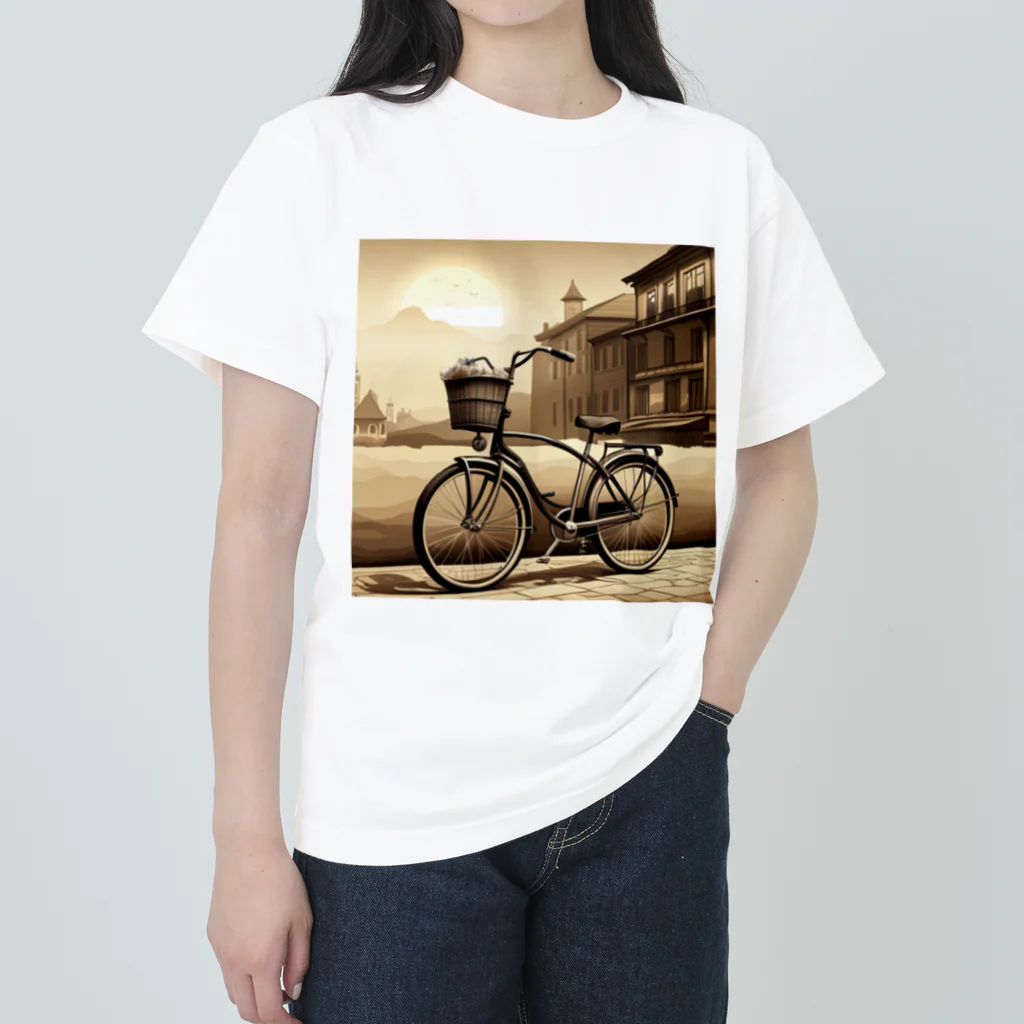 yusuke-kのレトロな自転車 ヘビーウェイトTシャツ