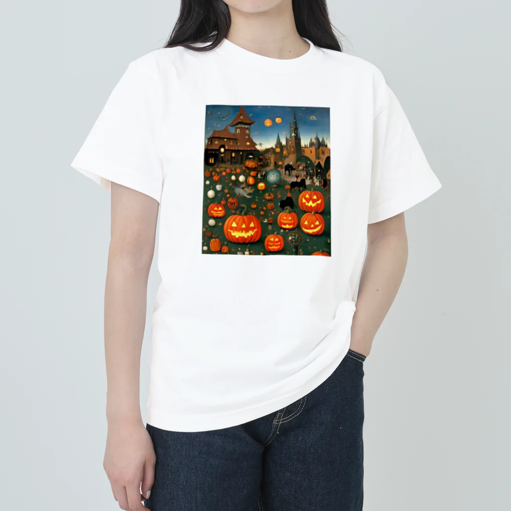 waffle2000のハロウィン風景 ヘビーウェイトTシャツ