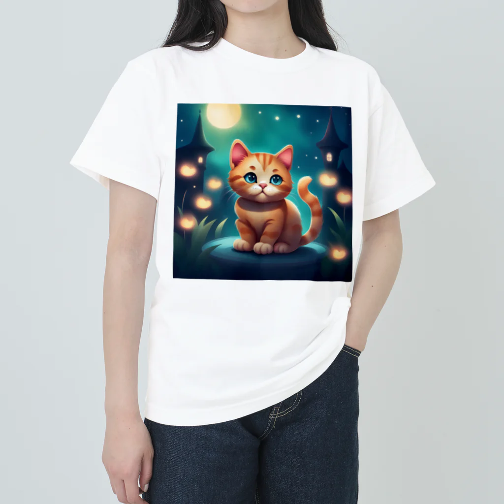 春乃遊羽アイディアイラストショップの可愛い猫のイラスト Heavyweight T-Shirt