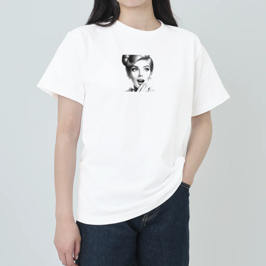 aoyama1964の驚く女性 Heavyweight T-Shirt