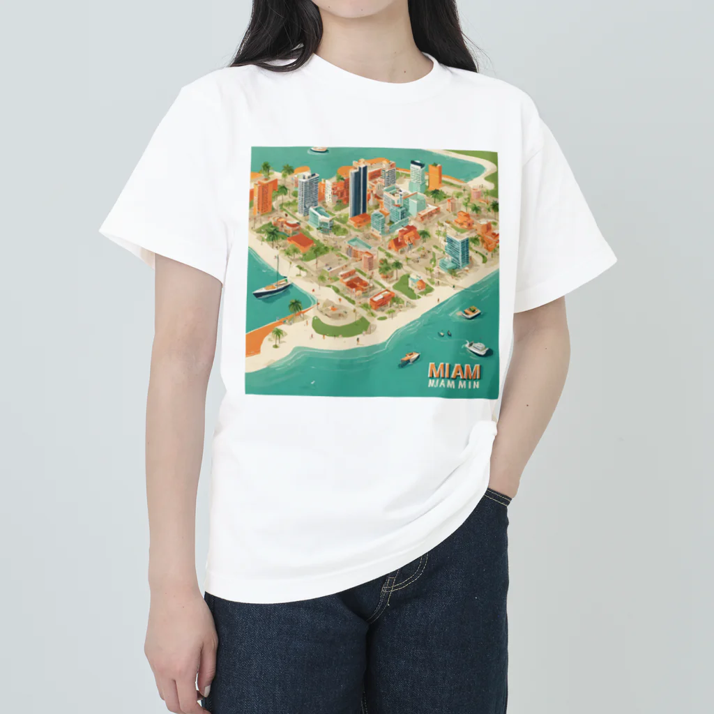 maeken work shopipのマイアミイラスト Heavyweight T-Shirt