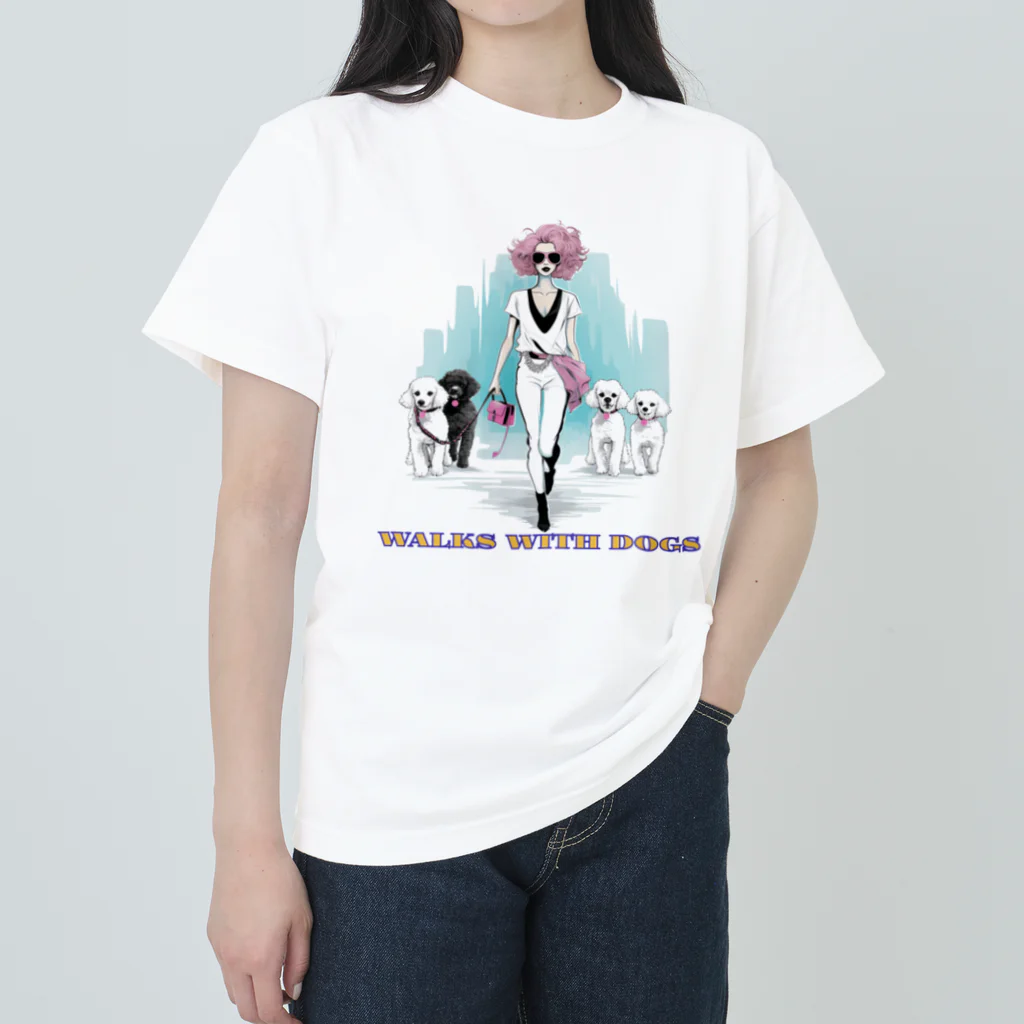 LCOMLのセレブな犬の散歩 ヘビーウェイトTシャツ