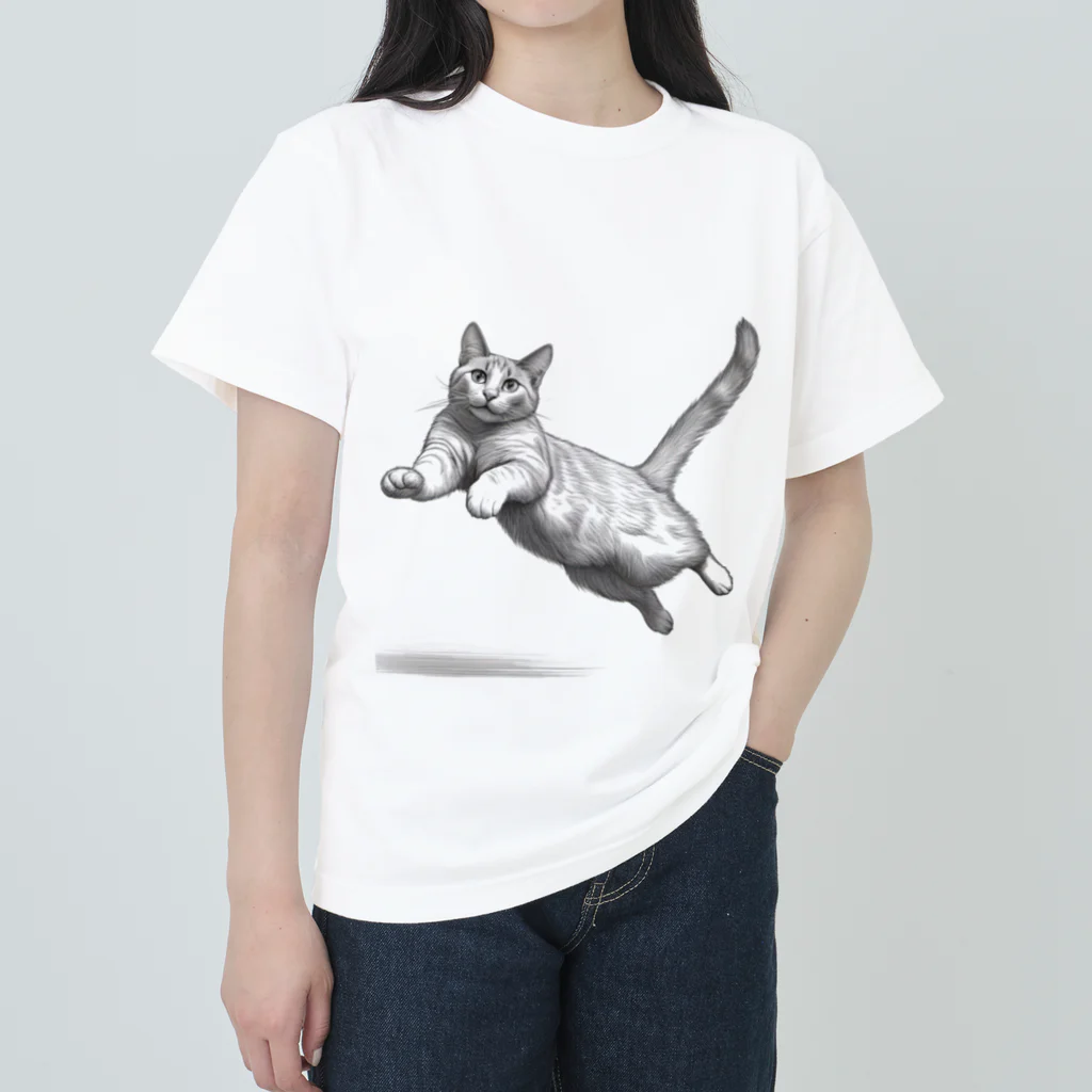 Shop Quonの跳ね猫 ヘビーウェイトTシャツ