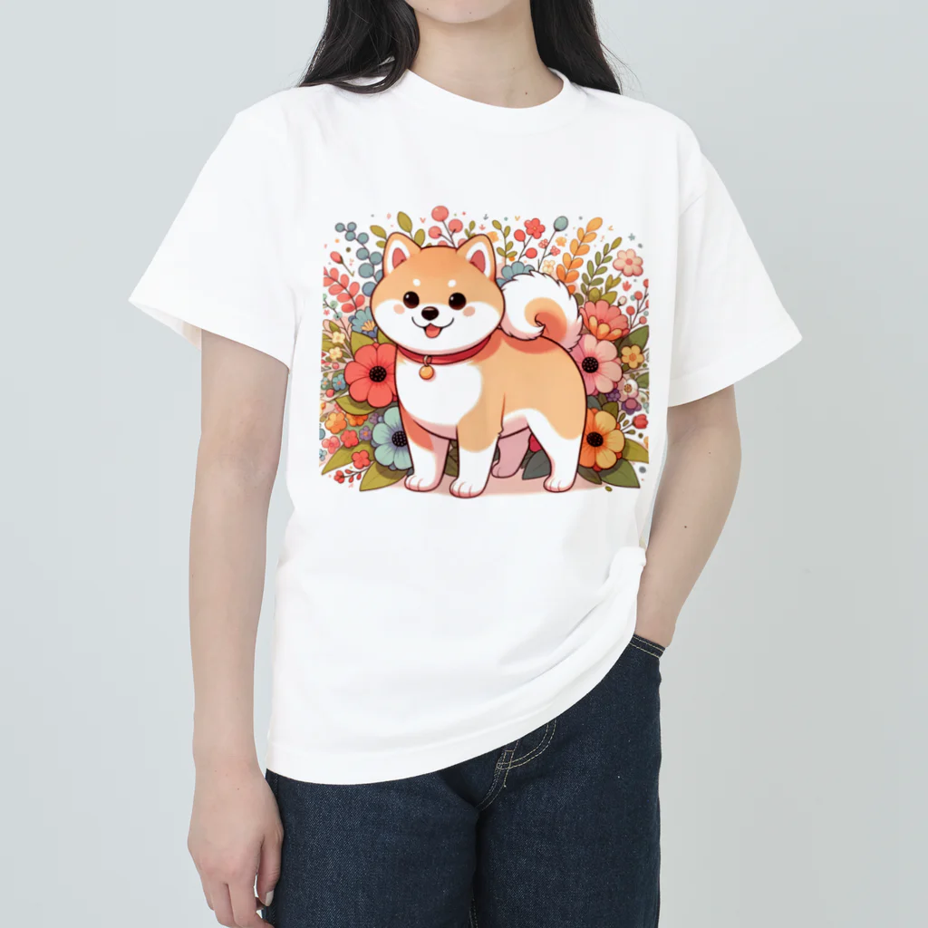 uyuyoshieの可愛い柴犬 Heavyweight T-Shirt