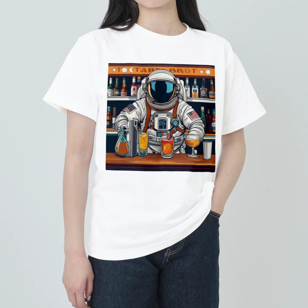 宇宙開発デザイン科の宇宙飛行士のバーテンダー ヘビーウェイトTシャツ