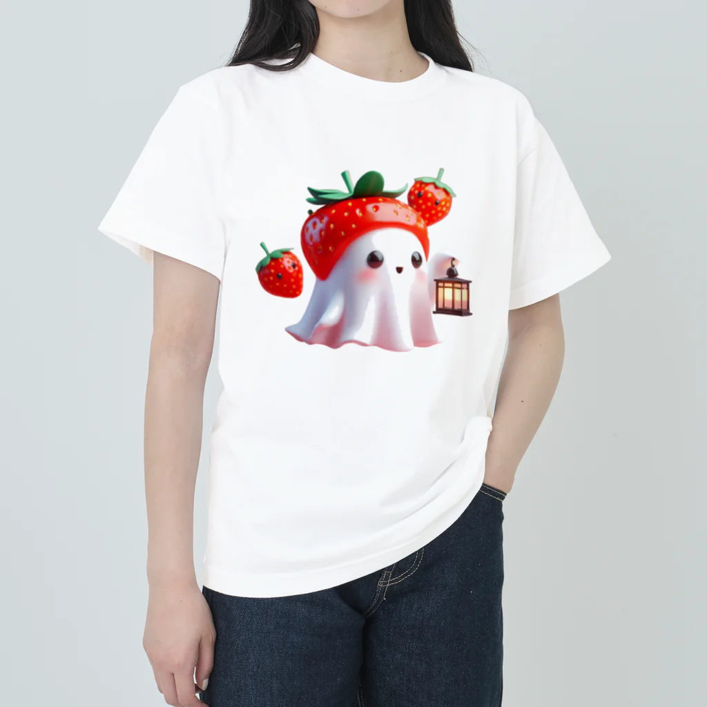 可愛いおばけのお店『ケケ』の可愛いおばけ『イチゴおばけのケケくん』 ヘビーウェイトTシャツ