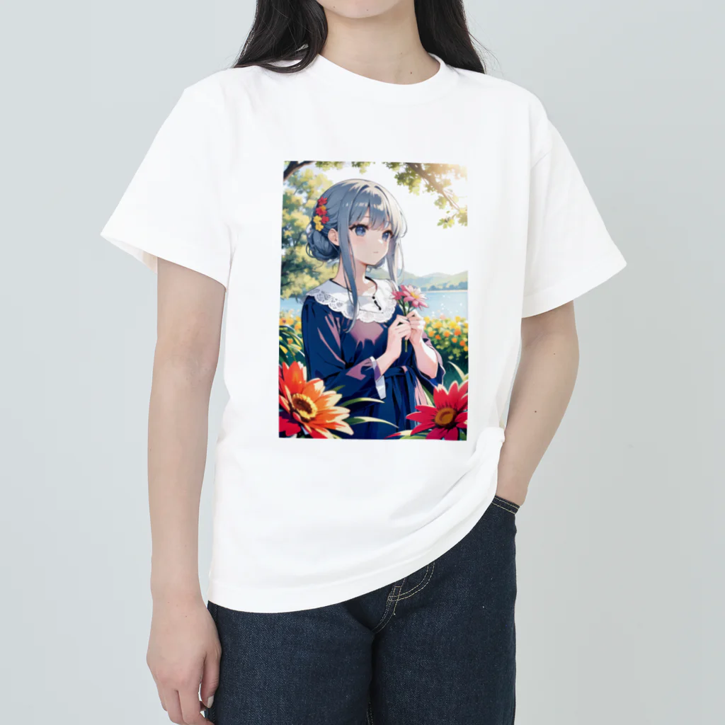 花姫の創造的宝庫の花子の休息 ヘビーウェイトTシャツ