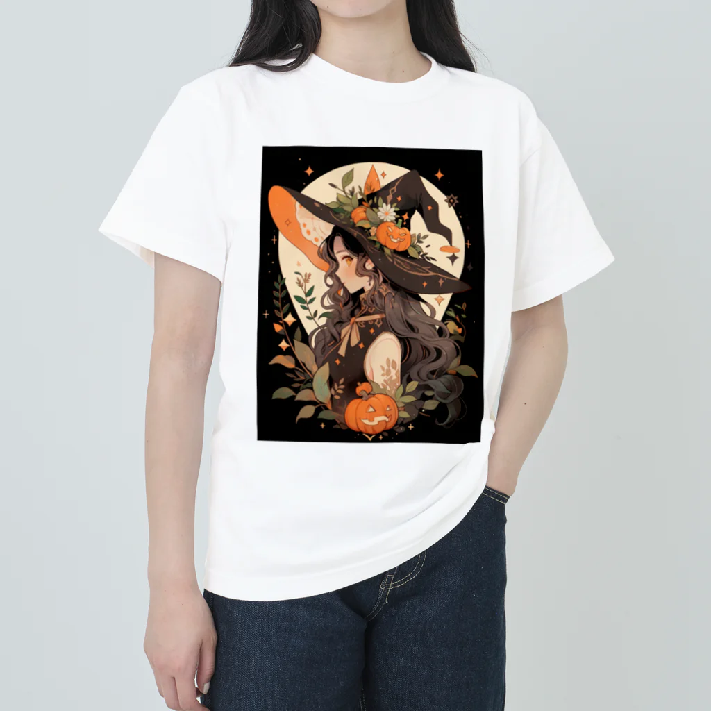 AIと愛とARTのSHOPのハロウィンの魔女 ヘビーウェイトTシャツ