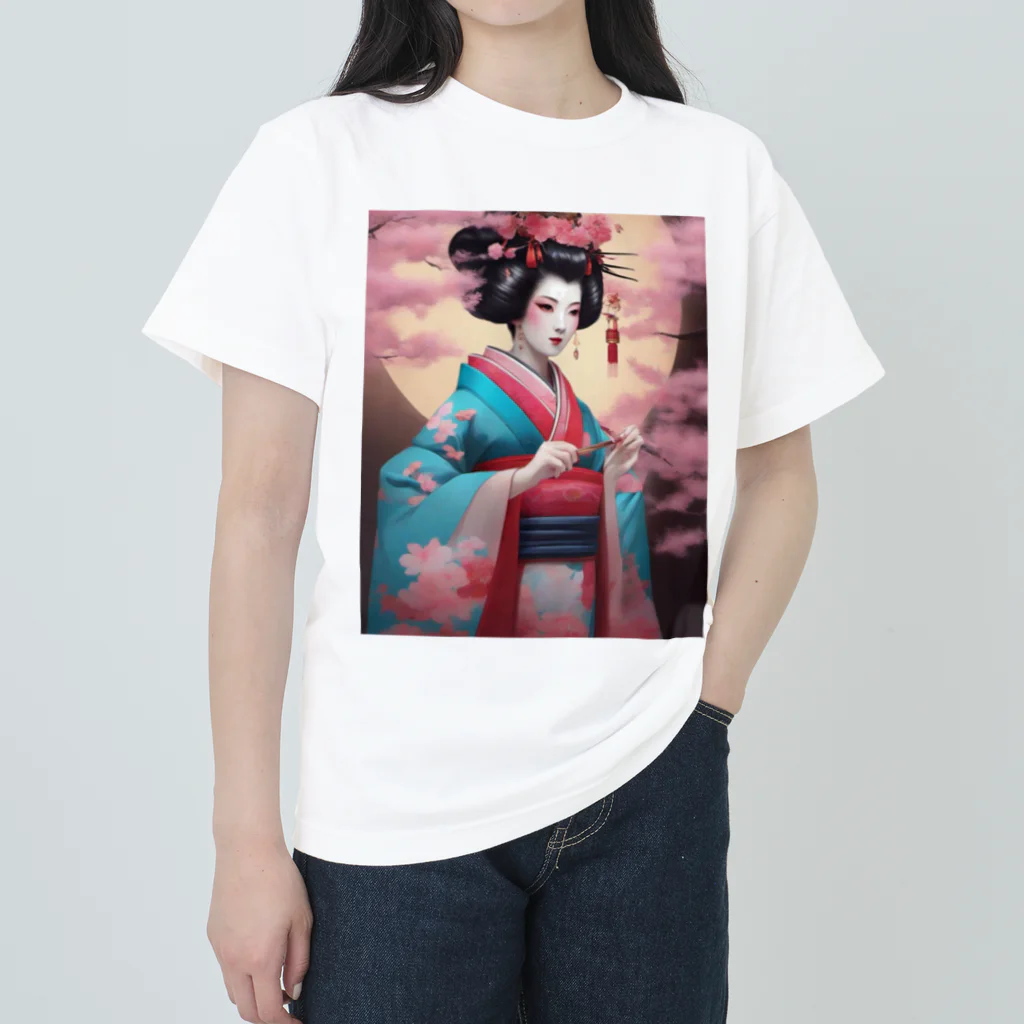 wawomotsuのJapanese Courtesan Bloom Tee ”Geisha” ヘビーウェイトTシャツ