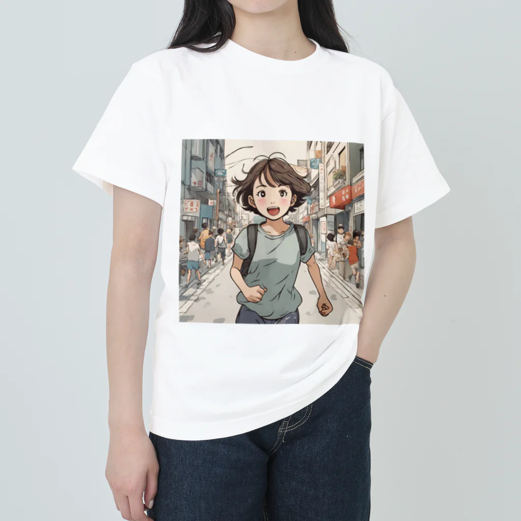 底辺の底辺好きな事を気ままに…。の走る元気な女の子 Heavyweight T-Shirt