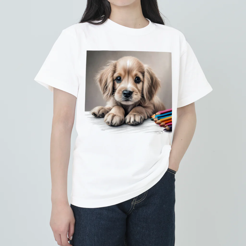 つぶらな瞳の子犬グッズ屋さんのつぶらな瞳の可愛い子犬② ヘビーウェイトTシャツ