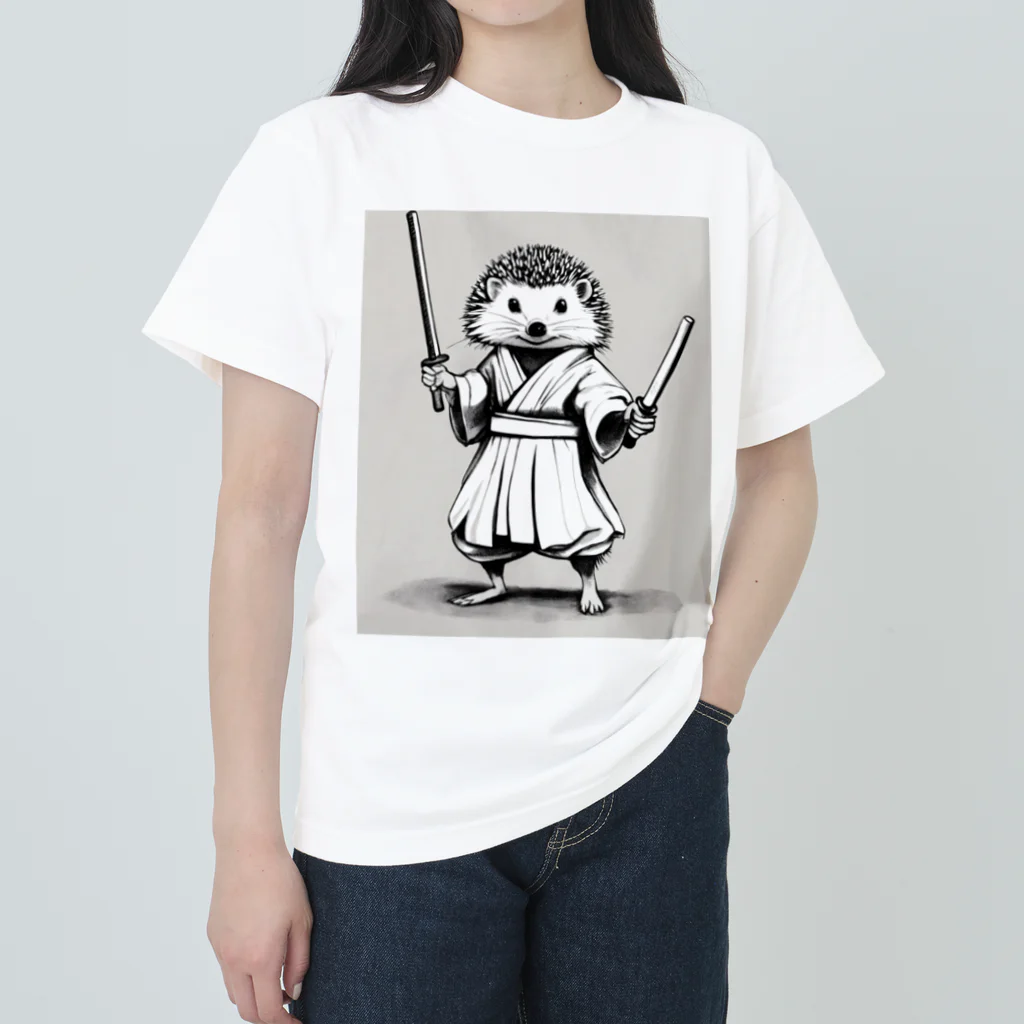 ワンダーワールド・ワンストップの和服を着たハリネズミ Heavyweight T-Shirt