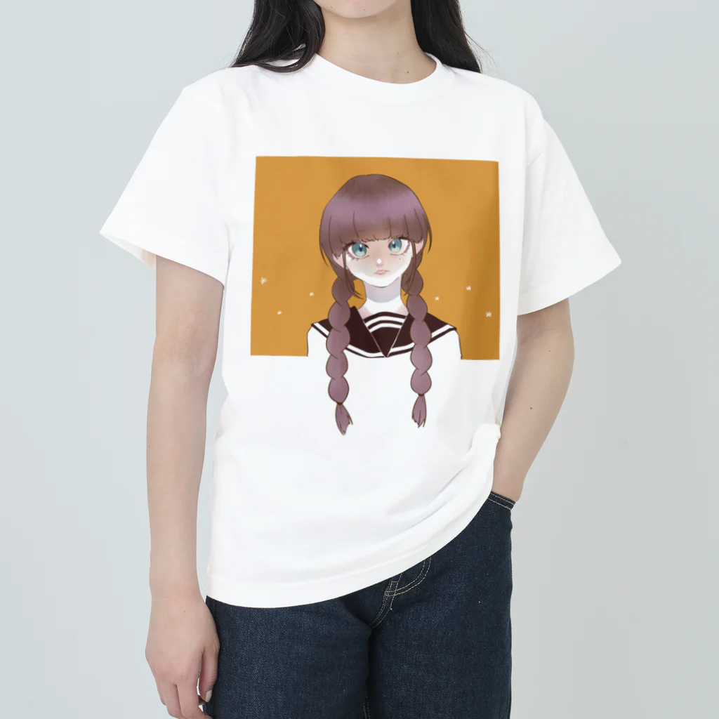 青年Cの三つ編みのあの子 ヘビーウェイトTシャツ