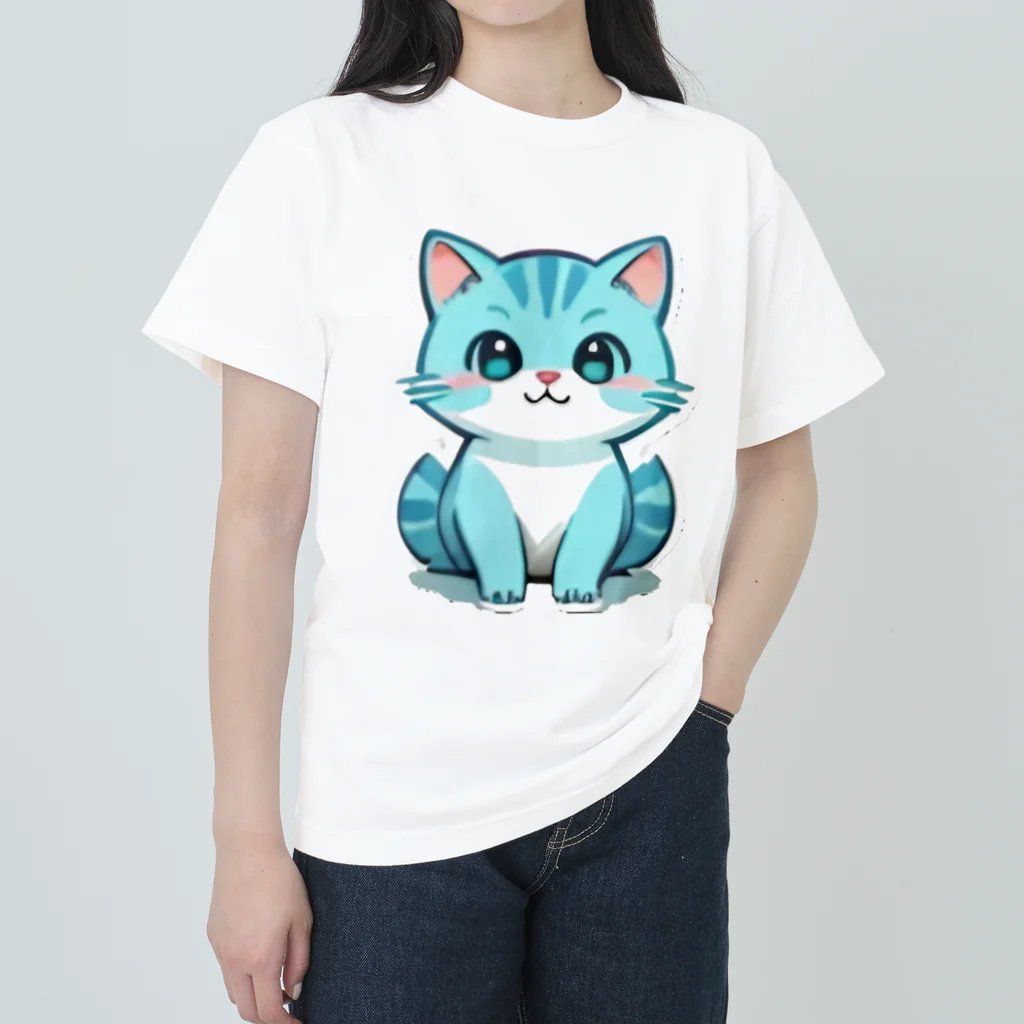 もふもふデザインストアの癒しのブルー猫グッズで、毎日を彩ろう Heavyweight T-Shirt