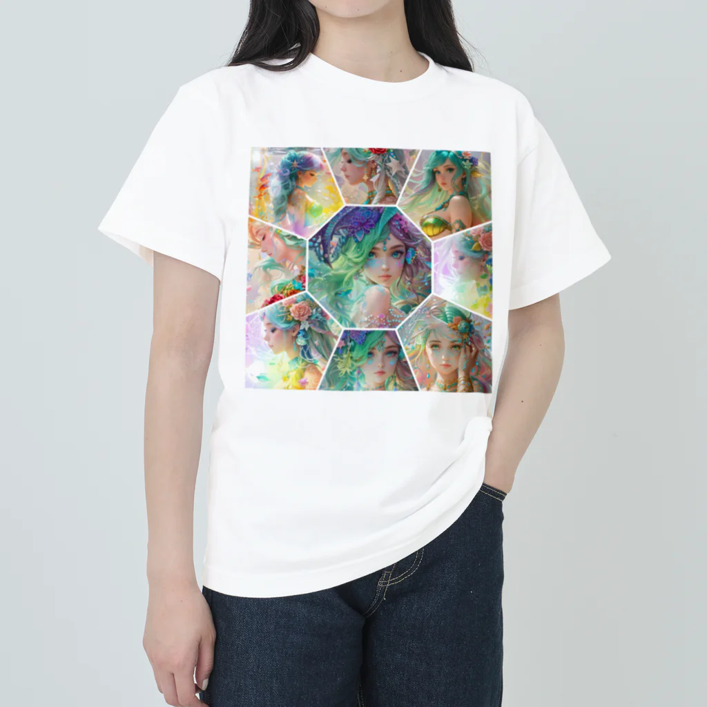 💖宇宙整体♪🌈♪こころからだチャンネル♪💖のuniversal mermaid  REINAの心の旅 ヘビーウェイトTシャツ