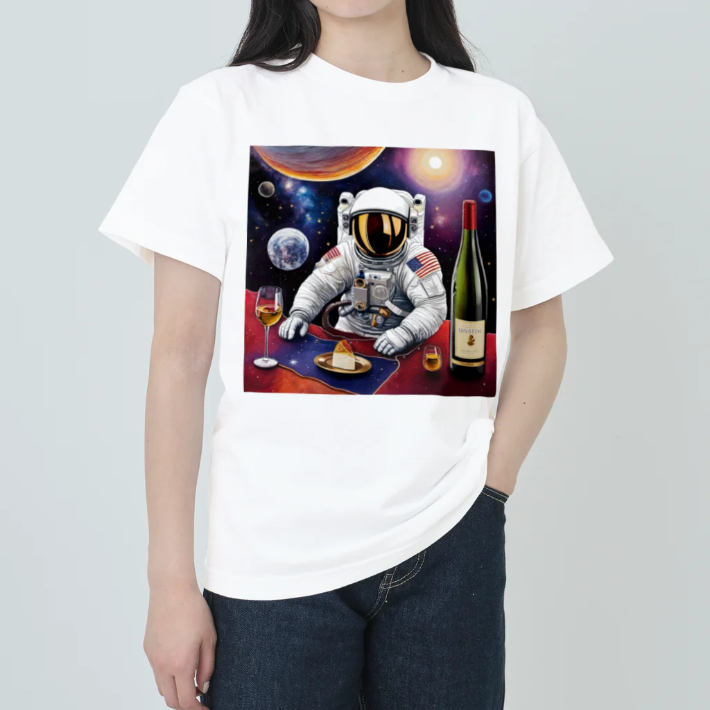 宇宙開発デザイン科の宇宙空間に合うワイン ヘビーウェイトTシャツ