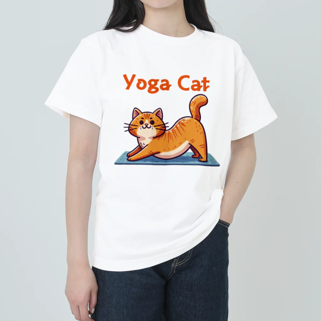 bravoadのヨガで猫のポーズ ヘビーウェイトTシャツ
