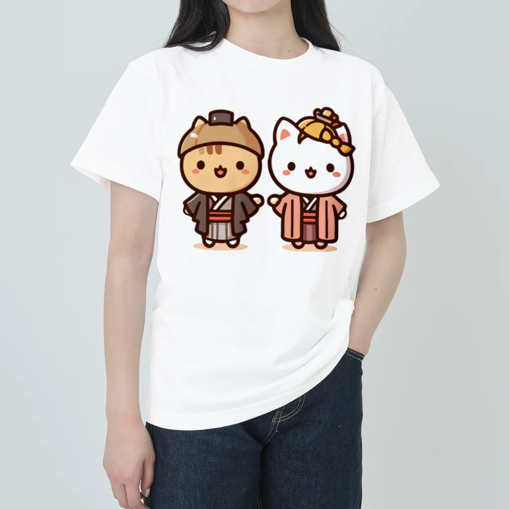 k-design-studioの初日の出くんと初詣ちゃん ヘビーウェイトTシャツ