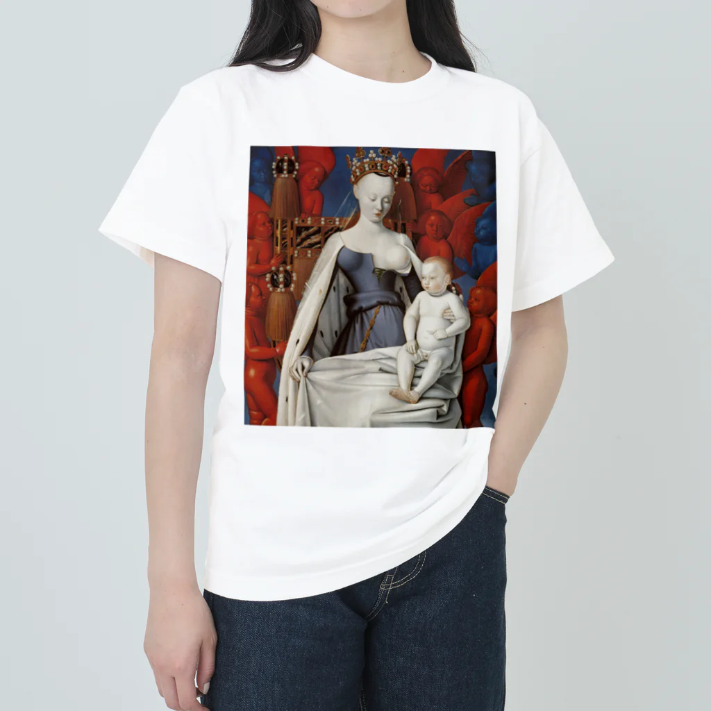 世界美術商店の聖母子と天使たち / Virgin and Child Surrounded by Angels ヘビーウェイトTシャツ