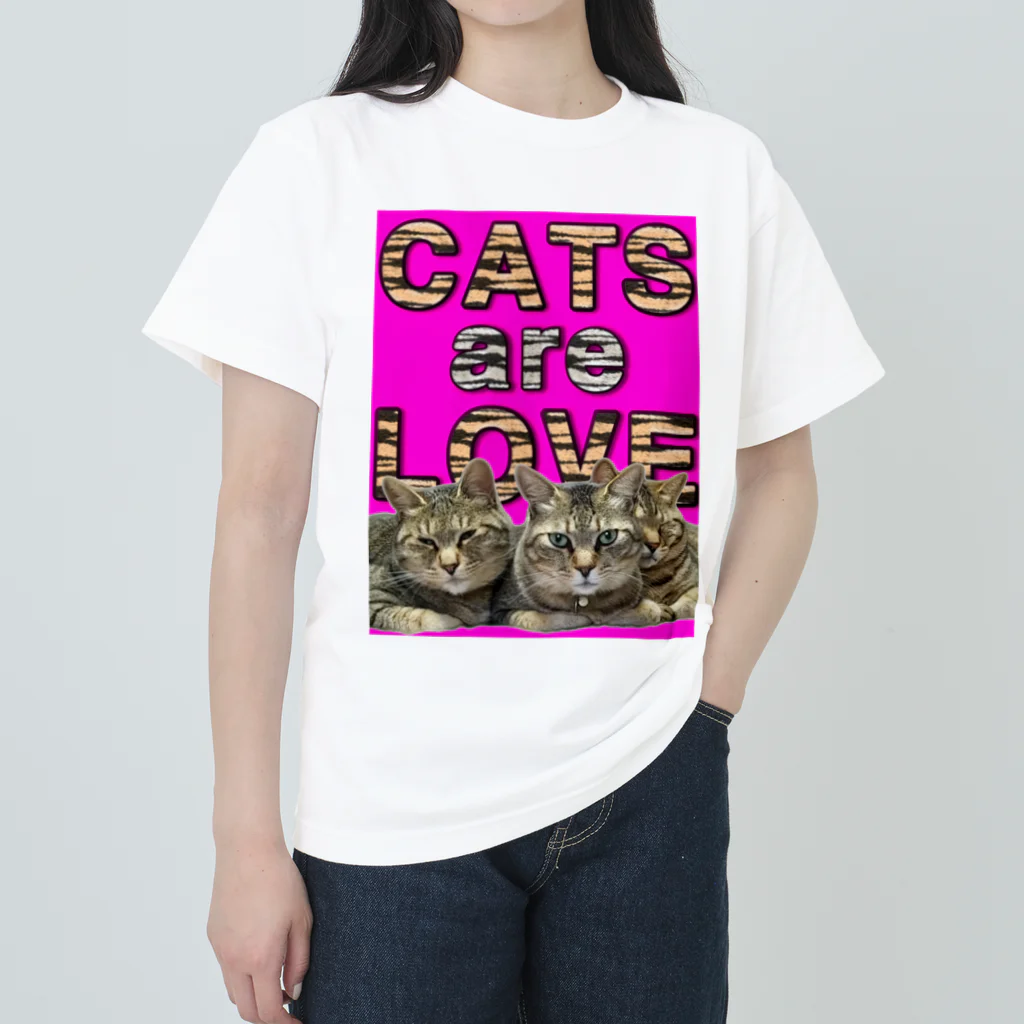 catsdogssweetのCATS are LOVE ヘビーウェイトTシャツ