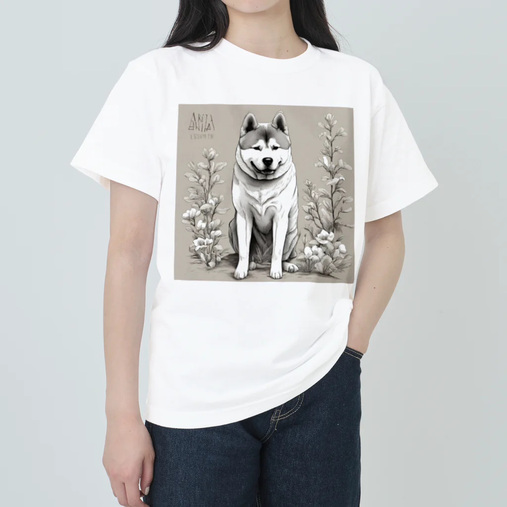 pinetreeの秋田犬１ ヘビーウェイトTシャツ