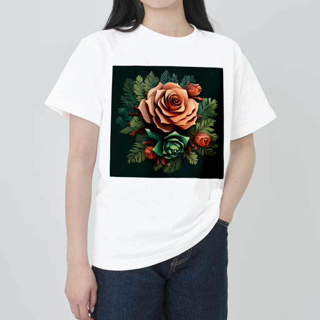 自然たいの花のような松ぼっくり ヘビーウェイトTシャツ