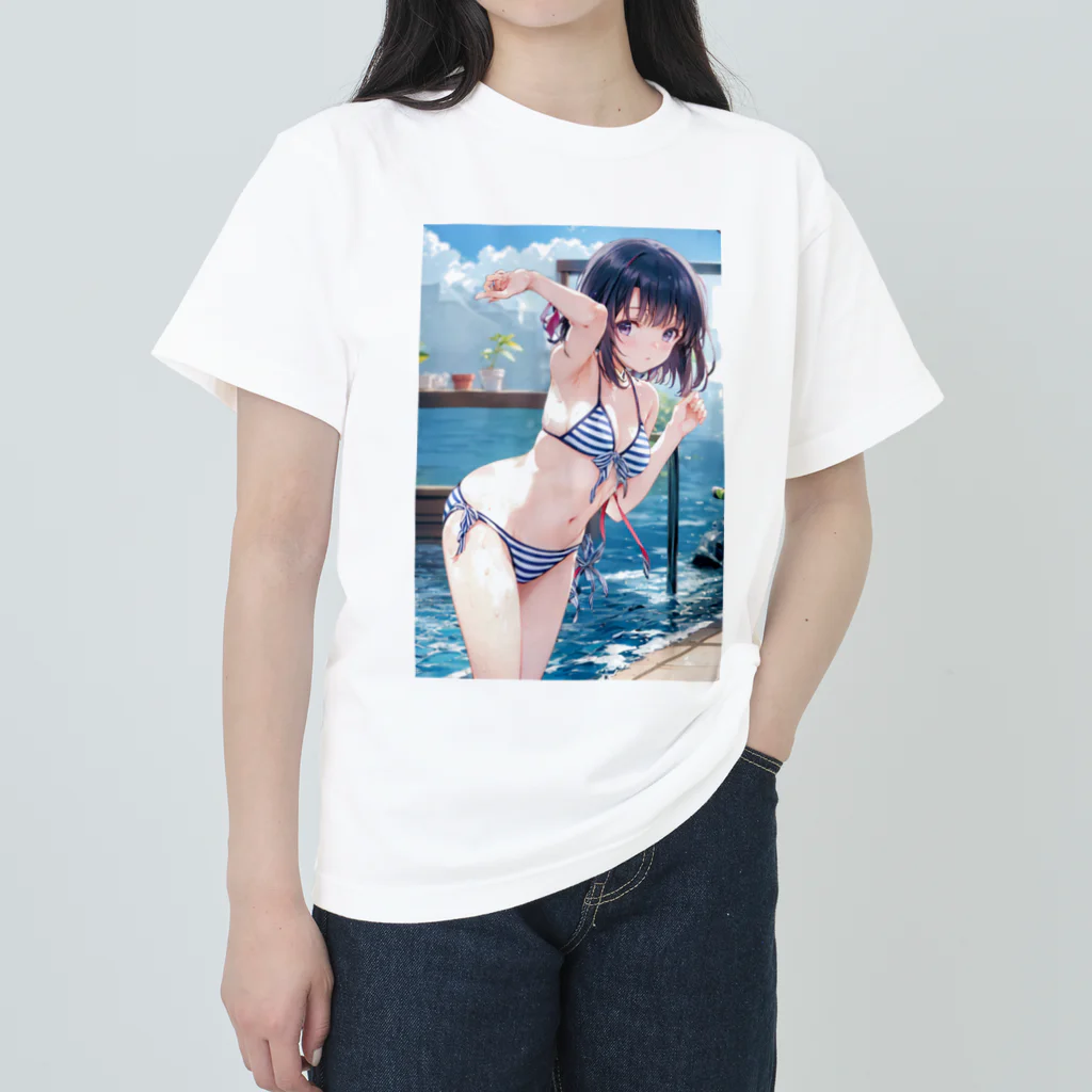 仮想の妖精たち: AI美少女の魅力のデジタル夢幻アートシリーズ ヘビーウェイトTシャツ